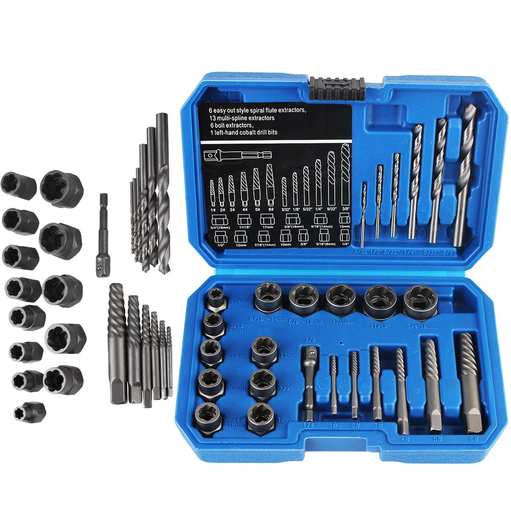 26Pcs Damaged Screw Extractor Kit Hand Tools for Bolt Nut Removal Car Repair Socket Tool Set